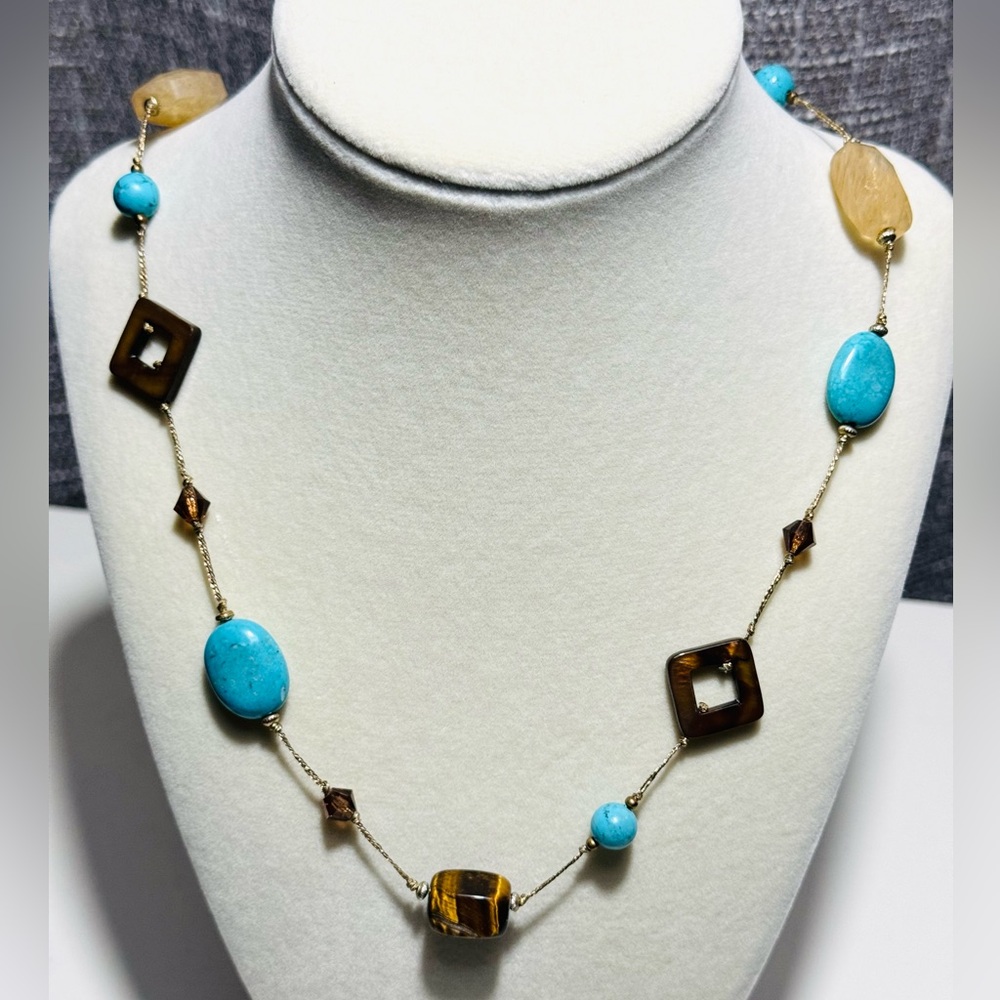 Premier Designs Turquoise and Brown Promenade Necklace
